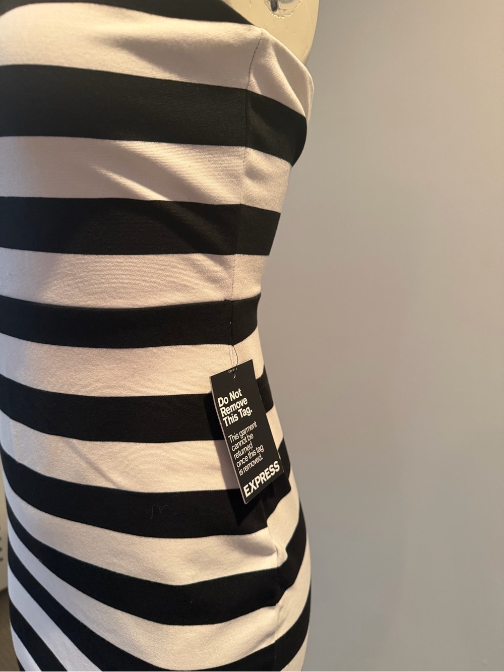 Express Black & White Strapless Dress - Picture 2 of 3